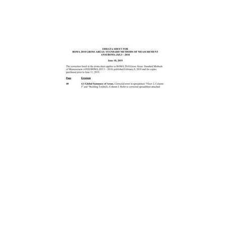 Errata to BOMA 2018 Gross Areas: Standard Methods of Measurement (ANSI/BOMA Z65.3-2018)
