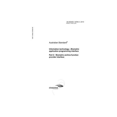 AS ISO/IEC 19784.2-2010