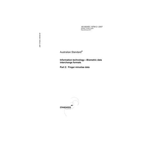 AS ISO IEC 19794.2-2007