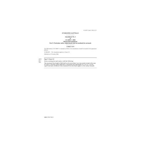 AS 4685.5-2004 AMDT 1 [ Available Superseded ]