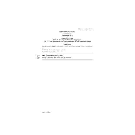 AS 1289.3.9.1-2002 AMDT 1 [ Superseded ]