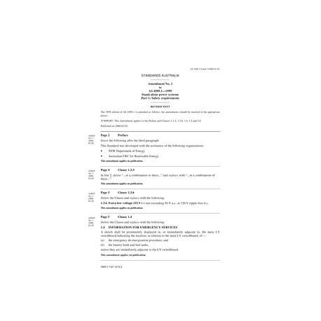 AS 4509.1-1999 AMDT 1 [ Superseded ]
