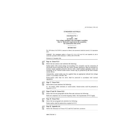 AS 3439.4-1995 AMDT 1 [ Superseded ]
