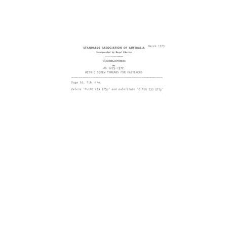 AS 1275-1972 CORRIG. 1 [ Superseded ]