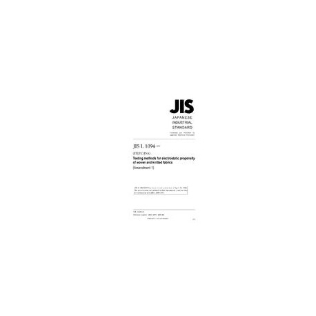 JIS L 1094:1997/AMENDMENT 1:2008